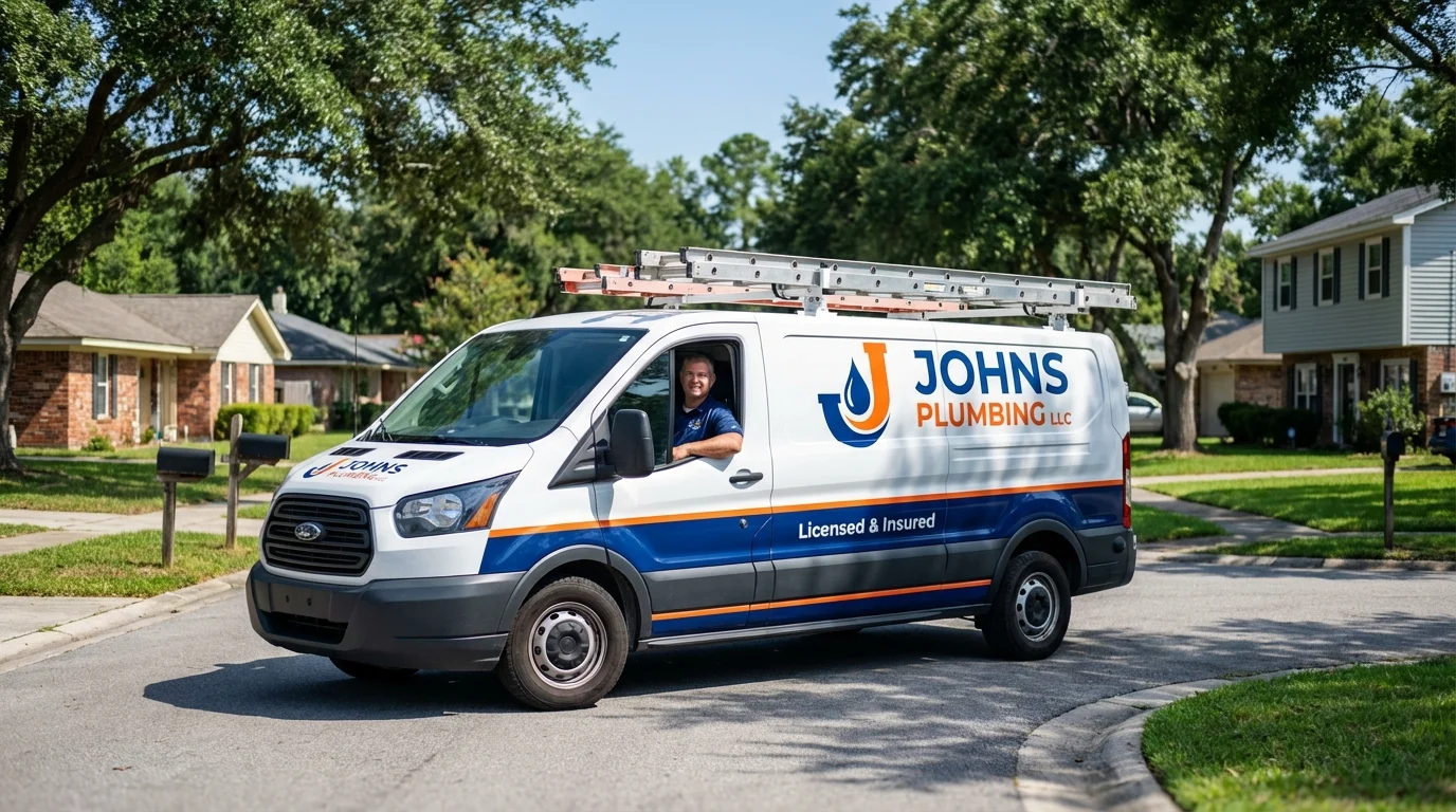 Johns Plumbing LLC service van in New Plymouth, ID