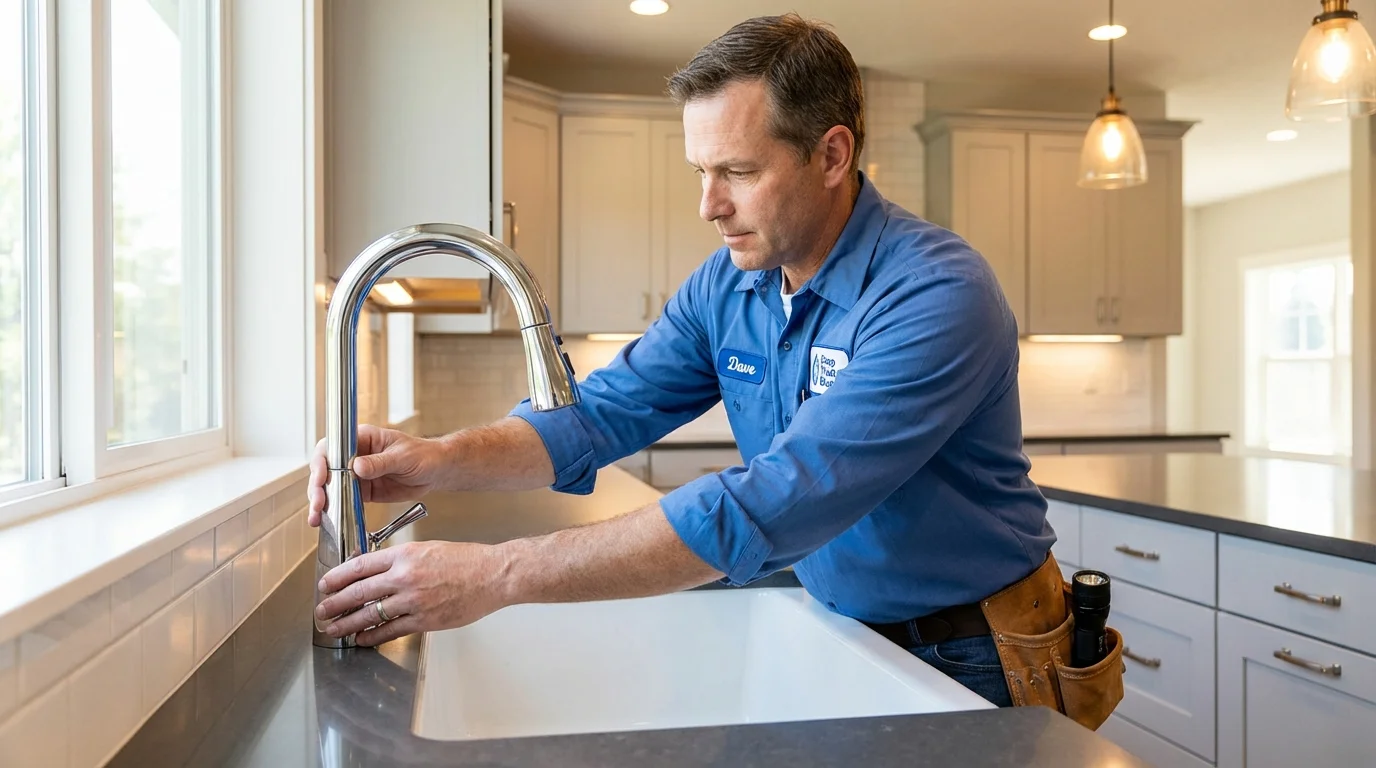 Kitchen faucet installation by Johns Plumbing LLC in New Plymouth