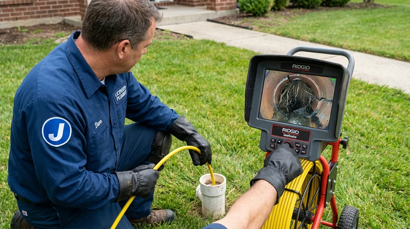 Sewer camera inspection being performed by Johns Plumbing LLC in New Plymouth