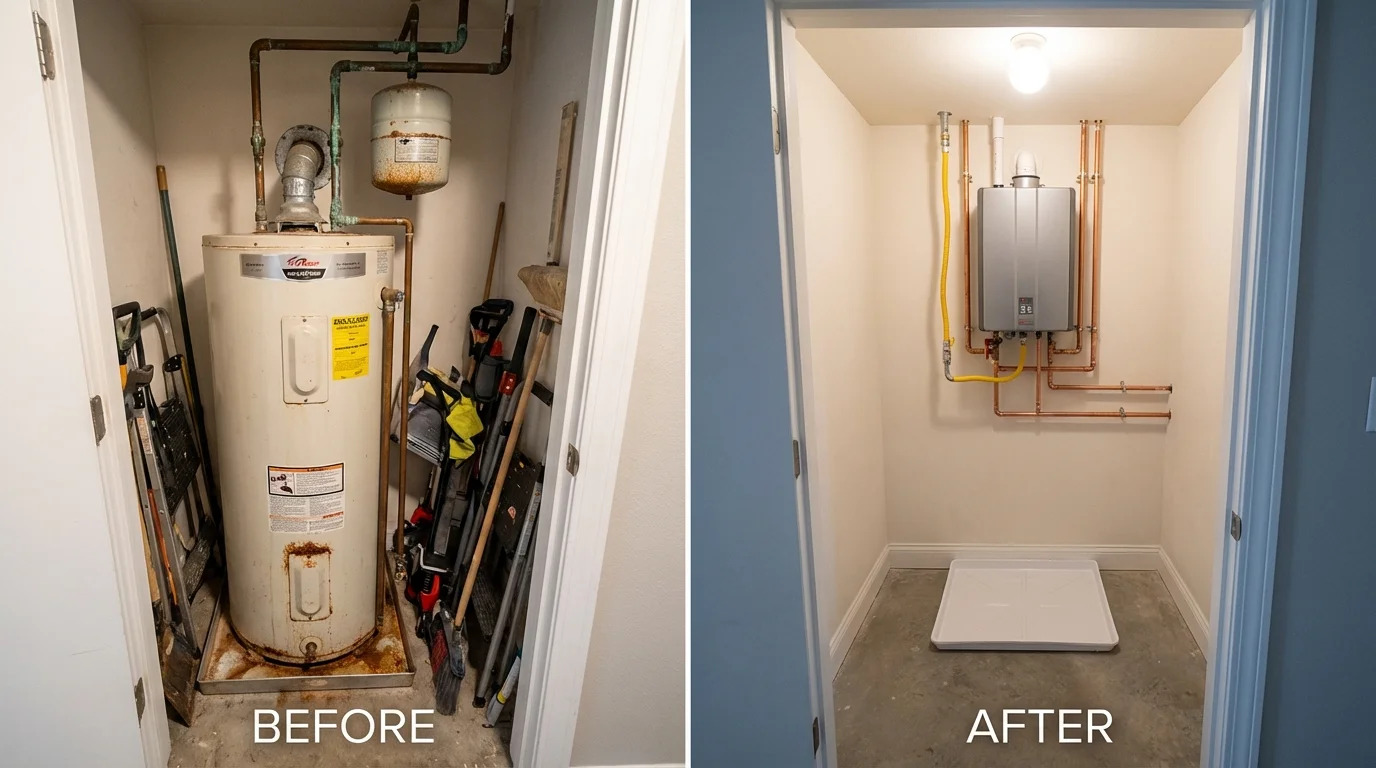Tank water heater versus wall-mounted tankless unit comparison for New Plymouth, ID homeowners